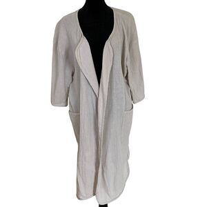 Soft Surroundings Women's Linen Blend Duster Size Medium Elbow Sleeve‎ Tan